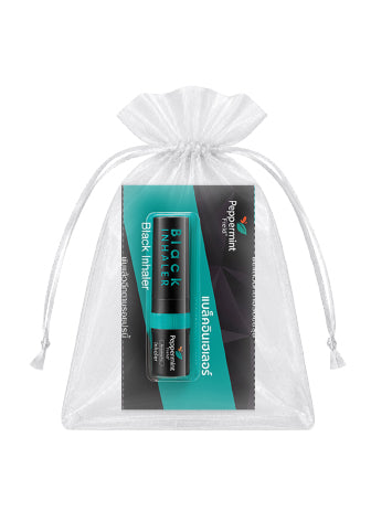 Peppermint Field Memorial Gift Peppermint Field Black Inhaler 2 cc with Organza Drawstring Bag