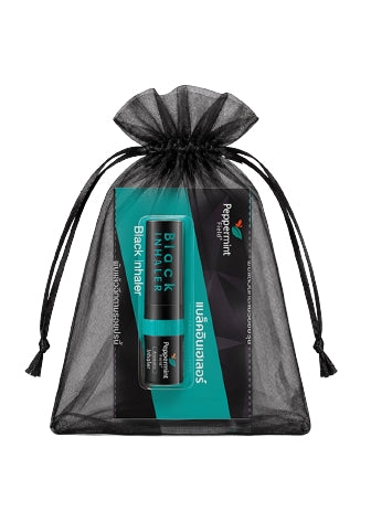 Peppermint Field Memorial Gift Peppermint Field Black Inhaler 2 cc with Organza Drawstring Bag