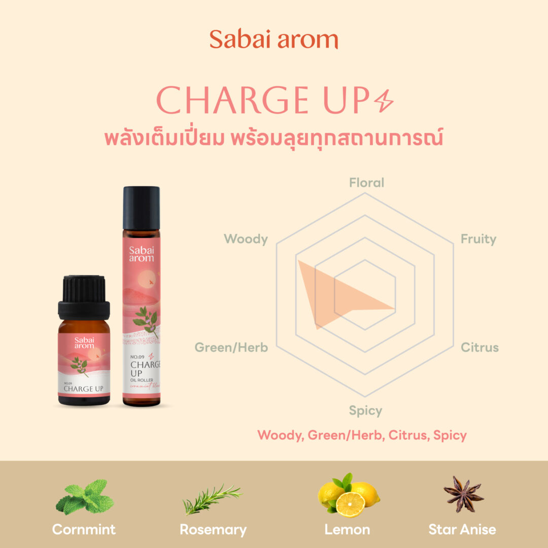 Charge Up Essential Oil Roller 8 ml.